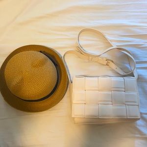 Cream color woven style crossbody